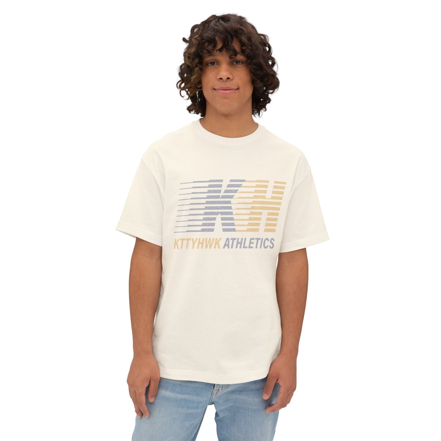 Boxy Tee — Subtle Gold Pegasus Graphic Oversized T‑Shirt
